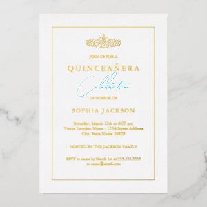 Classic Elegant Blue Photo Quinceanera Foil