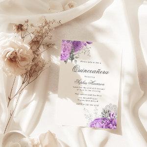 Classic Elegant Lavender Rose & Silver Quinceanera