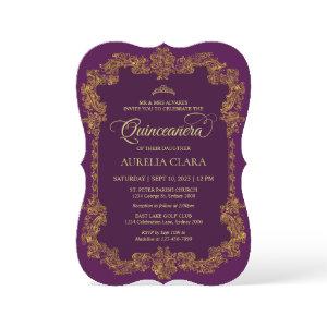 Classic Elegant Purple Gold Tiara Quinceanera