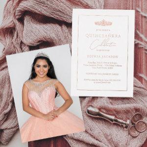 Classic Elegant Rose Gold Photo Quinceanera  Foil