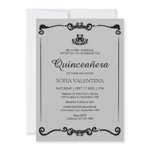 Classic Grey Black Tiara Quinceanera