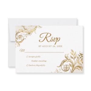 Classic Ivory White Gold Quinceanera RSVP