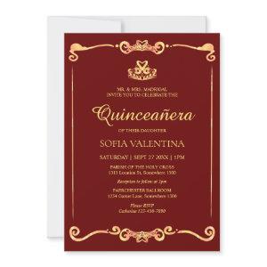 Classic Red Gold Quinceanera