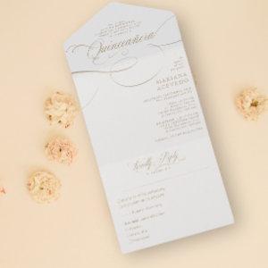 Classic Script Traditiona Wording Gold Quinceañera All In One