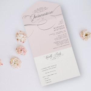 Classic Script Traditiona Wording Pink Quinceañera All In One