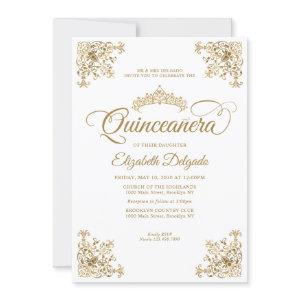 Classic Vintage White Gold Frame Tiara Quinceanera