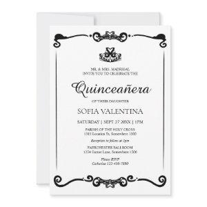 Classic White Black Tiara Quinceanera