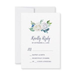 Classic White Flowers Simple RSVP Card
