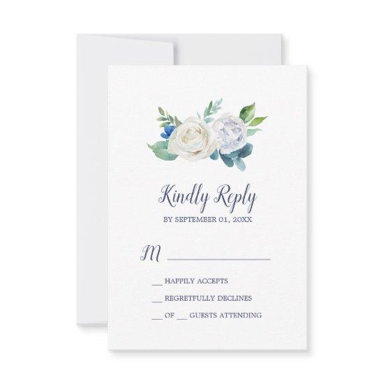 Classic White Flowers Simple RSVP Card