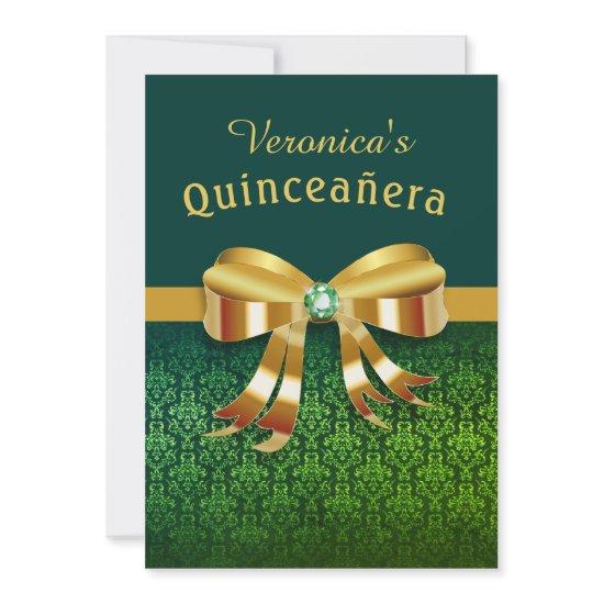 Classy Green and Gold Quinceanera