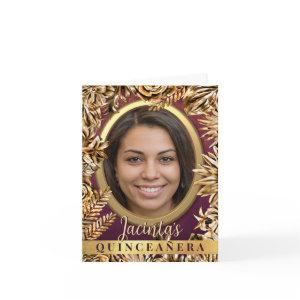 Classy Luxury Gold Floral Custom Photo Quinceañera