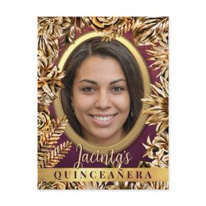 Classy Luxury Gold Floral Custom Photo Quinceañera  Postcard