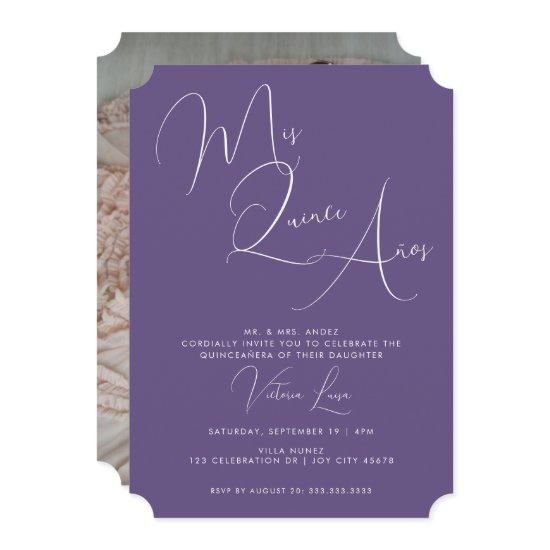 Classy Script Purple P15th Birthday quinceañera