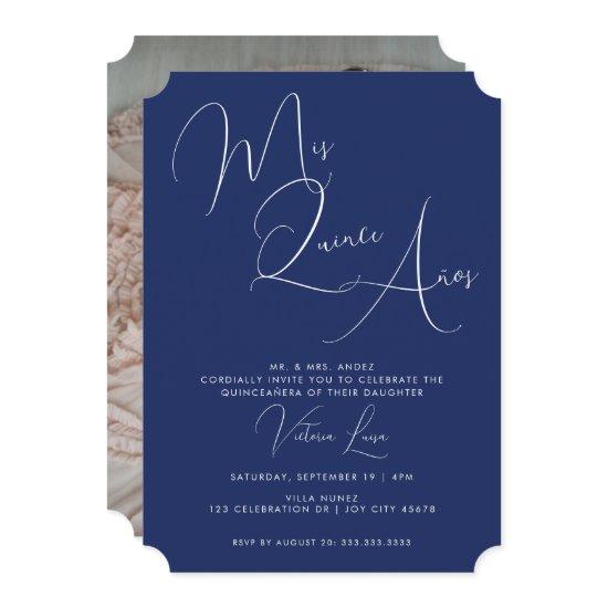 Classy Script Royal Blue Birthday quinceañera