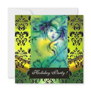CLOWN IN GREEN,YELLOW, BLACK DAMASK MONOGRAM Gem