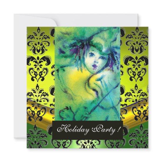 CLOWN IN GREEN,YELLOW, BLACK DAMASK MONOGRAM Gem