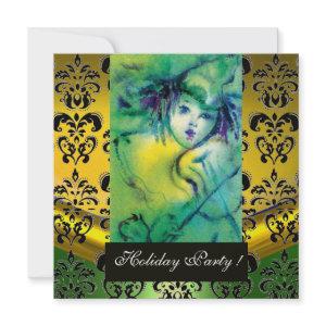 CLOWN IN GREEN,YELLOW, BLACK DAMASK MONOGRAM Gem
