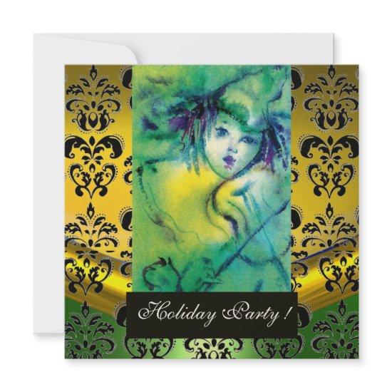 CLOWN IN GREEN,YELLOW, BLACK DAMASK MONOGRAM Gem