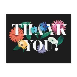 Colorful Botanic Wedding Thank You Postcards V01