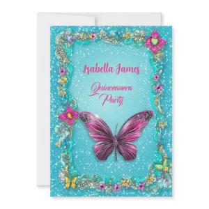 colorful butterflies floral turquoise magenta chic