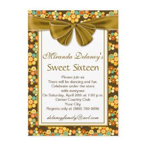 Colorful circular pattern, ribbon Sweet 16 Invite