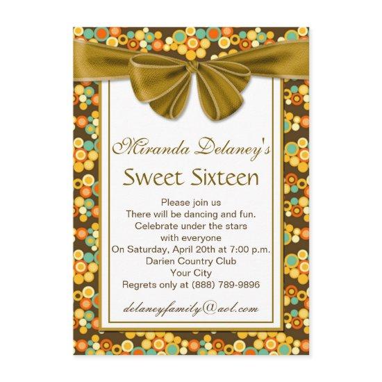 Colorful circular pattern, ribbon Sweet 16 Invite