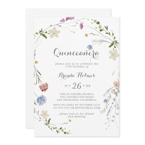 Colorful Dainty Wild Flowers Quinceañera