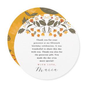 Colorful Fiesta Botanical 15th Birthday Thank You