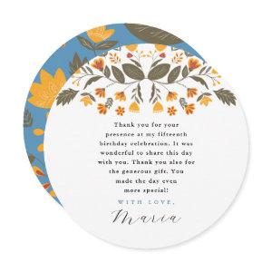 Colorful Fiesta Botanical 15th Birthday Thank You