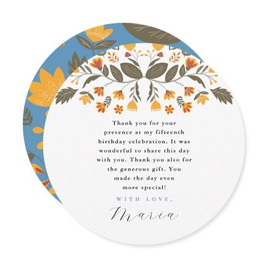 Colorful Fiesta Botanical 15th Birthday Thank You
