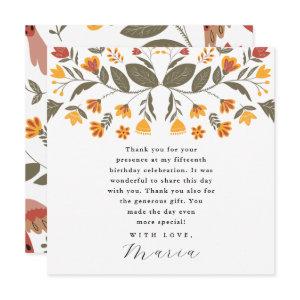Colorful Fiesta Floral 15th Birthday Thank You