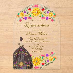 Colorful Floral Dress Quinceanera