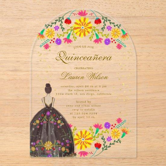 Colorful Floral Dress Quinceanera