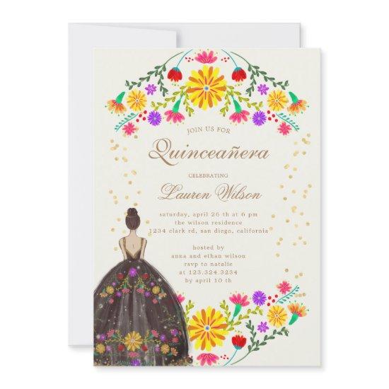 Colorful Floral Dress Quinceanera