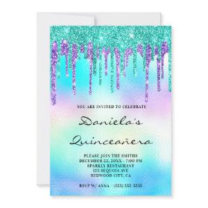 Colorful Glitter Drip Iridescent Quinceañera