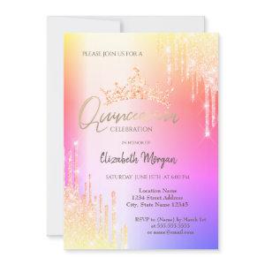 Colorful Glitter Drops Crown Quinceañera