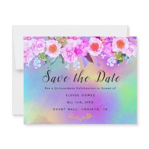Colorful Gold Quinceañera Save the Date Card