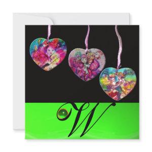 COLORFUL HEARTS PARTY ORNAMENTS GEM STONE MONOGRAM