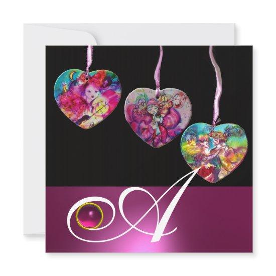 COLORFUL HEARTS PARTY ORNAMENTS GEM STONE MONOGRAM