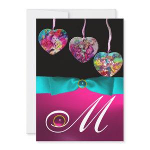 COLORFUL HEARTS PARTY ORNAMENTS GEM STONE MONOGRAM