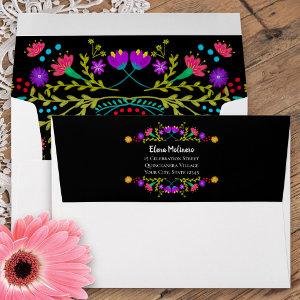 Colorful Mexican Fiesta Flowers Return Address Envelope