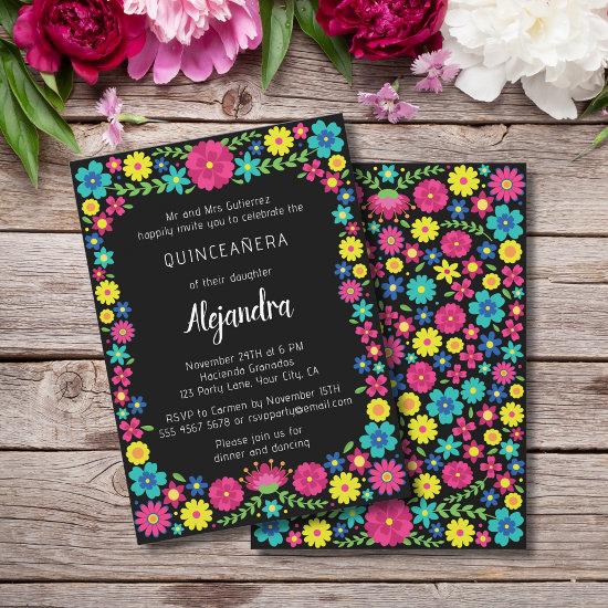 Colorful Mexican flowers quinceañera