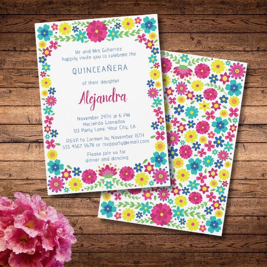 Colorful Mexican flowers quinceañera