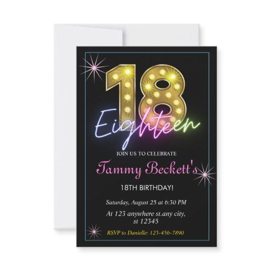 Colorful  Neon 18th Birthday Marquee Lightsk