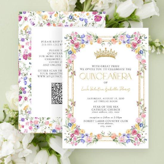 Colorful QR Wildflower Floral Garden Quinceañera