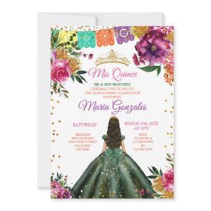 Colorful Quinceañera Emerald Green Flower Birthday