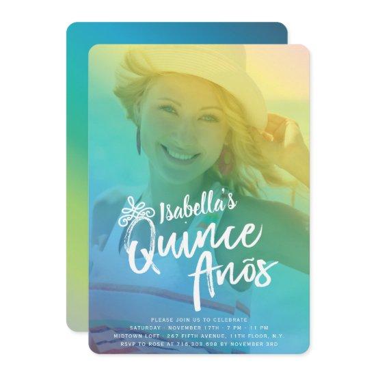Colorful Quinceanera Girl Birthday Party Invite