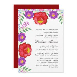 Colorful Red Fiesta Floral Quinceañera