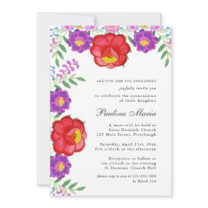 Colorful Red Fiesta Floral Quinceañera Photo