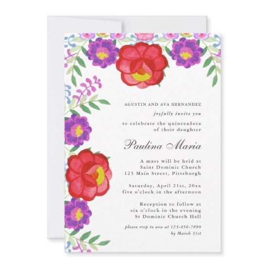 Colorful Red Fiesta Floral Quinceañera Photo